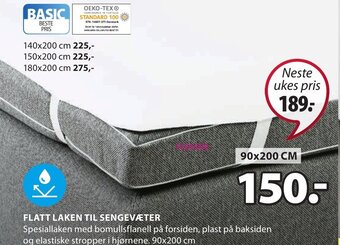 JYSK Flatt Laken Til Sengevæter tilbud