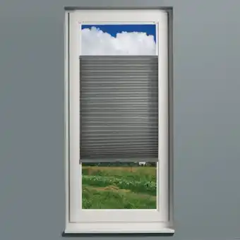Maxbo Plissegardin crush utspent 110x160 cm grå lysfiltrerende tilbud