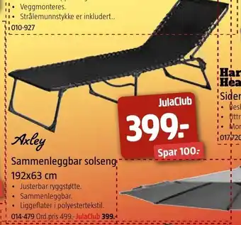 Jula Sammenleggbar Solseng 193x63 cm tilbud