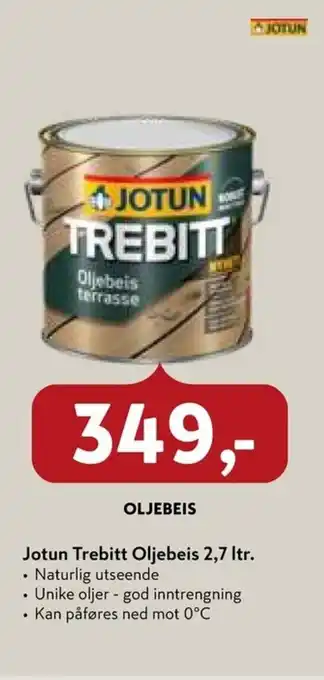 Byggmakker OLJEBEIS jotun trebitt oljebeis 2,7 ltr. tilbud