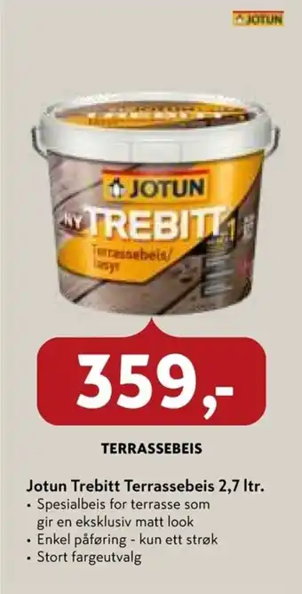 Byggmakker TERRASSERBEIS jotun trebitt terrassebeis 2,7 ltr. tilbud