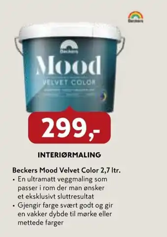 INTERIØMALING beckers mood velvet color 2,7 ltr.