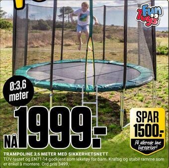 Europris Trampoline 3,6 meter med sikkerhetsnett tilbud