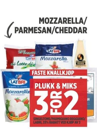 Meny Mozzarella Parmesan Cheddar tilbud