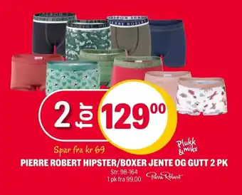 Coop Extra Pierre Robert Hipster/Boxer Jente Og Gutt 2pk tilbud