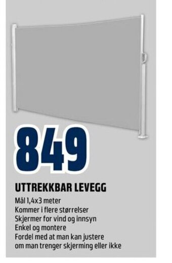 Obs Bygg Uttrekkbar Levegg tilbud