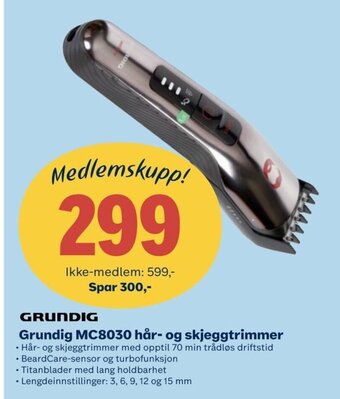 Coop Obs Grundig MC8030 hår- og skjeggtrimmer tilbud