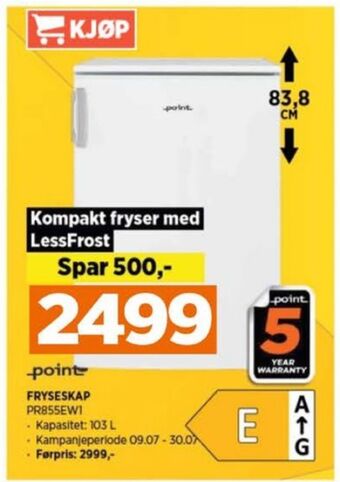 POWER Point fryseskap tilbud