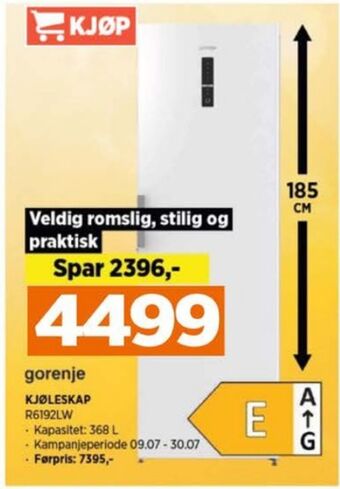 POWER Gorenje kjøleskap tilbud