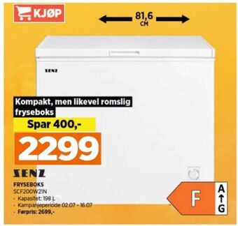 POWER Senz fryseboks tilbud