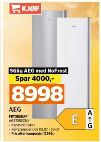 POWER Aeg fryseskap tilbud