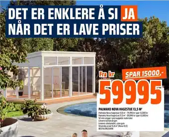 Obs Bygg Palmako nova hagestue 13,5 m2 tilbud