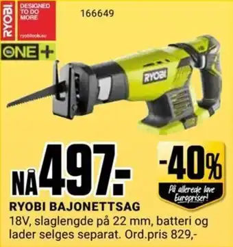 Europris Ryobi Bajonettsag tilbud