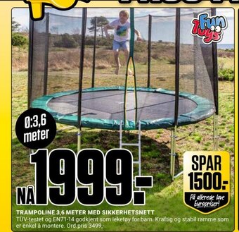 Europris Trampoline 3,6 Meter Med Sikkerhetsnett tilbud