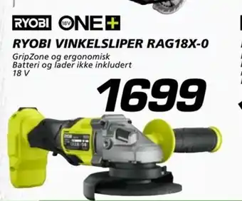 Coop Byggmix Ryobi Vinkelsliper RAG18X-0 tilbud