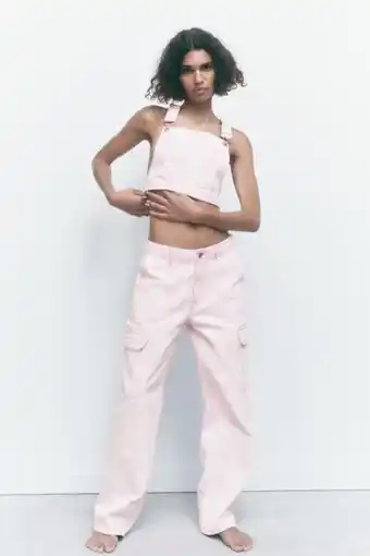 ZARA Stripet bukse i denim tilbud