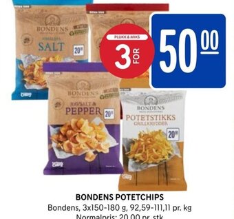 Rema 1000 Bondens Potetchips tilbud