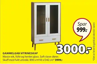 JYSK Gammelgab Vitrineskap tilbud