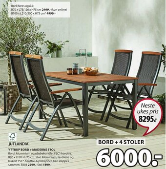 JYSK Yttrup Bord + Maderne Stol tilbud