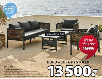 JYSK Salten Bord + Sofa + 2 Stoler tilbud