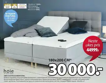 JYSK Høie E250 Regularbar Seng tilbud