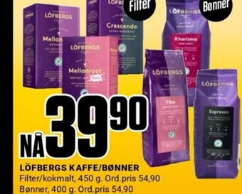 Europris Löfbergs Kaffe/Bønner tilbud