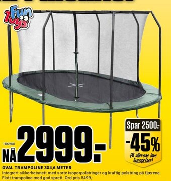 Europris Oval Trampoline 3x4.6 Meter tilbud