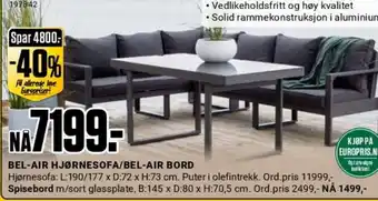 Europris Bel-Air Hjørnesofa/Bel-air Bord tilbud