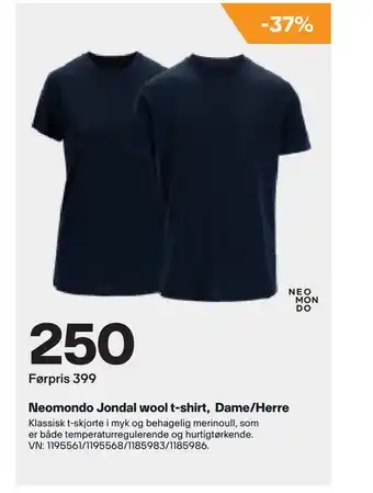 XXL Sport Neomondo Jondal wool t-shirt, Dame/Herre tilbud