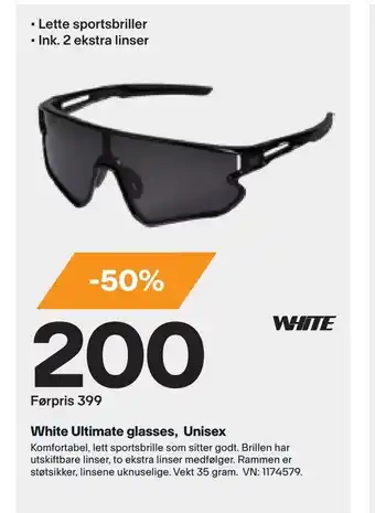 XXL Sport White Ultimate glasses, Unisex tilbud