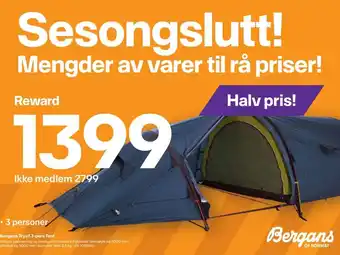 XXL Sport Bergans Trysil 3-pers Tent tilbud