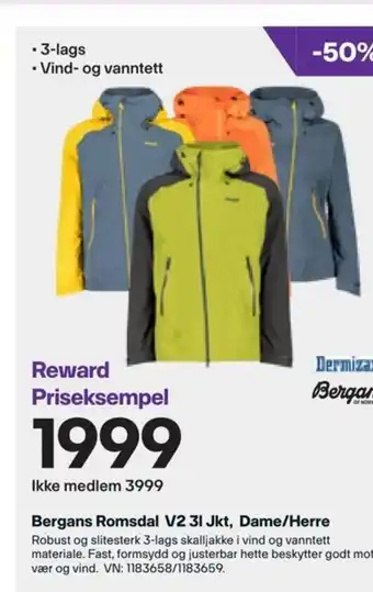 XXL Sport Bergans Romsdal V2 3l Jkt, Dame/Herre tilbud