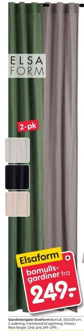 Rusta Elsaform gardin tilbud