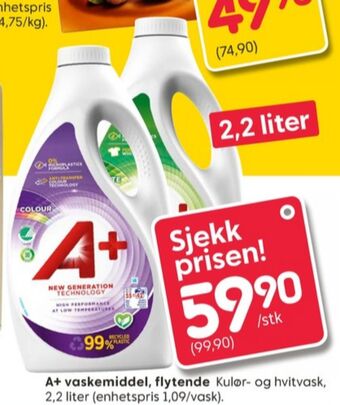 Rusta A+ vaskemiddel-flytende tilbud