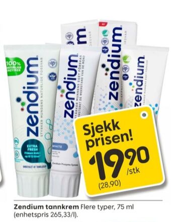 Rusta Zendium tannkrem tilbud