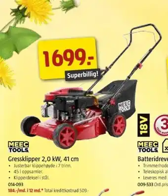Jula MEEC TOOLS gressklipper ,0 kW, 41 cm tilbud