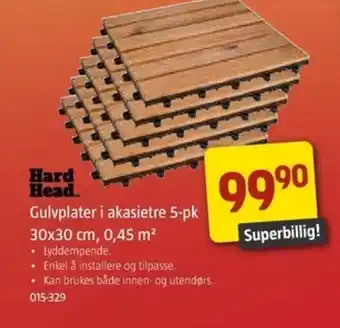 Jula HARD HEAD gulvplater i akasietre 5-pk 30x30 cm, 0,45 m tilbud