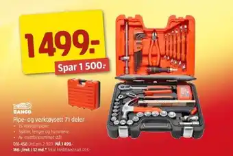 Jula BAHCO pipe- og verktøysett 71 deler tilbud