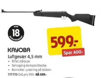 Jula KAYOBA luftgevær 4,5 mm tilbud