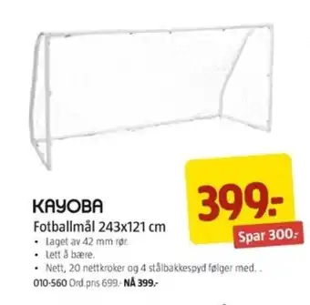Jula KAYOBA fotballmål 243x121 cm tilbud
