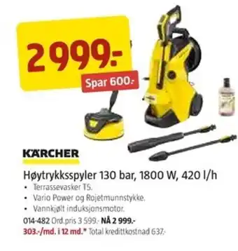 Jula KARCHER høytrykksspyler 130 bar, 1800 W, 420 I/h tilbud