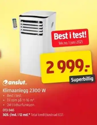 Jula ANSLUT klimaanlegg 2300 W tilbud