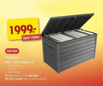 Jula KETER putekasse 870 I, 147x86x83 cm tilbud