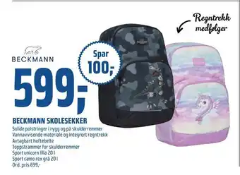 Coop Obs Beckmann skolesekker tilbud
