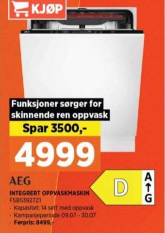 POWER Aeg oppvaskmaskin tilbud