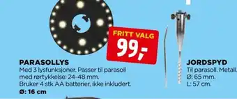 jem & fix Parasollys/Jordspyd tilbud