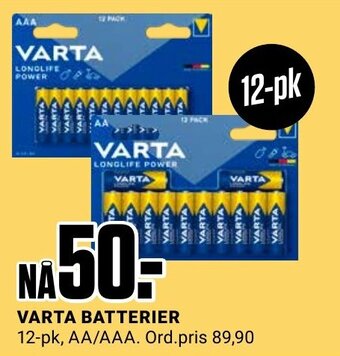 Europris Varta batterier tilbud