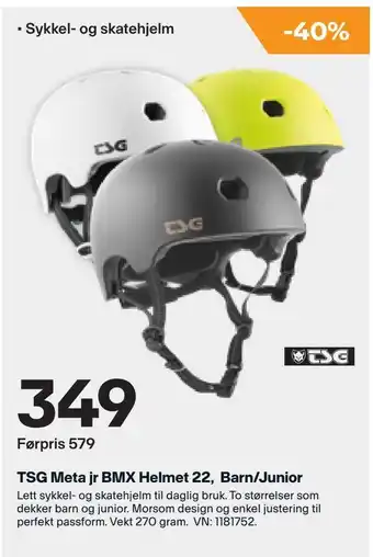 XXL Sport Tsg meta jr bmx helmet 22, barn/junior tilbud