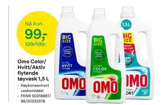 Felleskjøpet Omo Color / Hvitt /Aktiv flytende tøyvask 1.5 L tilbud