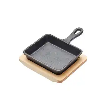 Christiania Glasmagasin Artesà støpejern mini stekepanne 15cm med treunderlag tilbud